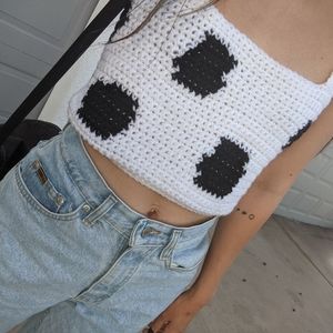 Crochet Handmade Cow Top